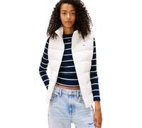 Tommy Jeans Donna Gilet Slim Zip Print Down con Colletto alla Coreana, Bianco (Ecru), M