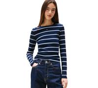 Tommy Jeans Donna Maglietta Maniche Lunghe Slim Fit Essential in Cotone, Multicolore (Dark Night Navy/Stripe), XS