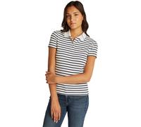 Tommy Jeans Donna Maglietta Polo Maniche Corte Slim Essential Elasticizzata, Multicolore (Ecru/Navy Stripe), XS