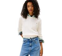 Tommy Jeans Donna Pullover Cable Essential Motivo a Trecce, Avorio (Ancient White), L