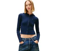 Tommy Jeans Donna Pullover con Zip Essential con Cappuccio, Blu (Dark Night Navy), L