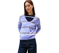 Tommy Jeans Donna Pullover Essential con Scollo a V, Viola (Vintage Iris/Stripe), M