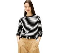 Tommy Jeans Donna Pullover Essential Crew in Cotone, Multicolore (Black/Ecru Stripe), S