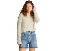 Tommy Jeans Donna Pullover Open Knit con Scollo a V, Avorio (Ancient White), XXS