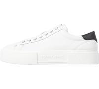 Tommy Jeans Donna Sneakers con Suola Alta in Pelle, Bianco (Ecru/Black), 41