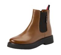 Tommy Jeans Donna Stivaletti Chelsea Flat Boot in Pelle, Marrone (Light Sepia Brown), 36