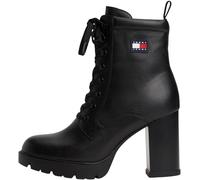 Tommy Jeans Donna Stivali Mezza Gamba Heel Lace Up in Pelle, Nero (Black), 40