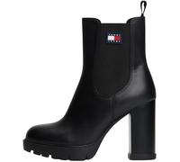 Tommy Jeans Donna Stivali Mezza Gamba Leather con Tacco, Nero (Black), 36