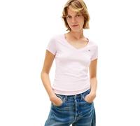 Tommy Jeans Donna T-Shirt Maniche Corte Confezione da 2 con Scollo a V, Viola (Ecru/Light Pink), XL