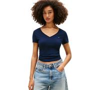 Tommy Jeans Donna T-Shirt Maniche Corte Confezione da 3 V-Neck in Cotone, Multicolore (Black/Ecru/Dark Night Navy), S
