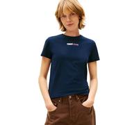 Tommy Jeans Donna T-Shirt Maniche Corte Essential Logo con Scollo Rotondo, Blu (Dark Night Navy), L