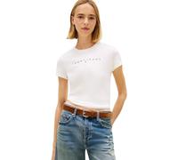Tommy Jeans Donna T-Shirt Maniche Corte Linear Slim Fit, Bianco (Ecru), M