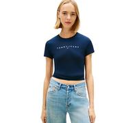 Tommy Jeans Donna T-Shirt Maniche Corte Linear Slim Fit, Blu (Dark Night Navy 1), 1XL