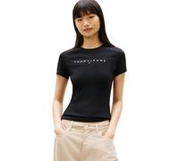 Tommy Jeans Donna T-Shirt Maniche Corte Linear Slim Fit, Nero (Black 1), L