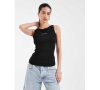 Tommy Jeans - Essential - Canotta slim nera a coste con logo-Nero S