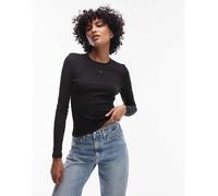 Tommy Jeans - Essential - T-shirt a maniche lunghe nera a coste-Nero XS