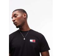 Tommy Jeans - Essential - T-shirt slim nera con bandiera-Nero 2XL