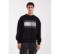 Tommy Jeans - Felpa anni '90 nera effetto invecchiato con logo grande a bandiera-Nero 48