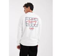 Tommy Jeans - Felpa bianca con logo a bandiera sul petto-Bianco 46