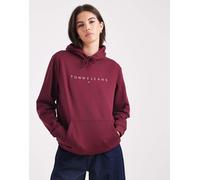 Tommy Jeans - Felpa con cappuccio bordeaux con logo lineare-Rosso 2XL