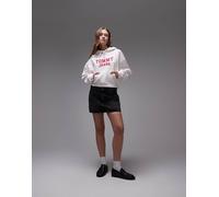 Tommy Jeans - Felpa con cappuccio squadrata bianco sporco e rossa con logo stile college-Rosso XXS