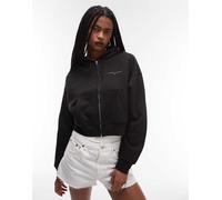 Tommy Jeans - Felpa con cappuccio squadrata nera con zip-Nero L