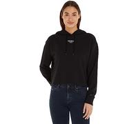 Tommy Jeans Felpa Donna Cropped Logo con Cappuccio, Nero (Black), M