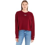 Tommy Jeans Felpa Donna Cropped Logo senza Cappuccio, Rosso (Rouge), S