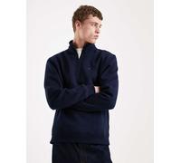 Tommy Jeans - Felpa in pile blu navy con zip corta e stemma 52