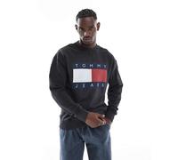 Tommy Jeans - Felpa nera con bandiera grande-Nero S