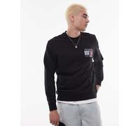 Tommy Jeans - Felpa nera con bandiera sul petto-Nero 46-48