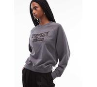 Tommy Jeans - Felpa oversize grigio slavato con stampa leopardata M
