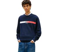 Tommy Jeans Felpa Pullover da Uomo Tjm Reg Sign Stripe Cnck Ext DM0DM23019, Blu (Dark Night Navy), 4XL_Plus