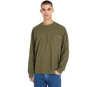 Tommy Jeans Felpa Uomo Relaxed Waffle senza Cappuccio, Verde (Drab Olive Green), L