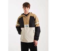 Tommy Jeans - Giacca anorak color block impermeabile marrone e nera con cappuccio 54