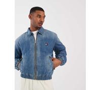 Tommy Jeans - Giacca bomber in denim lavaggio blu medio con colletto imbottito 44