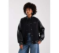 Tommy Jeans - Giacca college nera con logo a bandiera oversize-Nero S