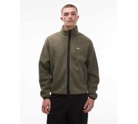 Tommy Jeans - Giacca in pile effetto peluche verde scuro con zip e logo 48