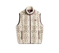 Tommy Jeans - Gilet con chiusura zip in tessuto effetto peluche con motivo marrone 52