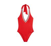 Tommy Jeans - Global Stripe Plunge Halterneck Swimsuit - -Swimwear -Donna -Rosso -S