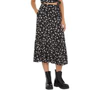 Tommy Jeans Gonna Donna Floral Ruffle Lunghezza Midi, Nero (Spring Floral), XL