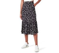 Tommy Jeans Gonna Donna Floral Ruffle Lunghezza Midi, Nero (Spring Floral), XXS