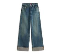 Tommy Jeans - Claire - Jeans a fondo ampio lavaggio scuro scuro sbiadito con risvolti-Blu navy W32 L32