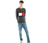Maglione Tommy Jeans Reg Melange Flag manica lunga grigio scuro blu marino rosso - XL