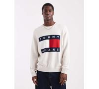 Tommy Jeans - Maglione bianco mélange con bandiera 54