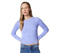 Tommy Jeans Maglione da Donna TJW Cable Essential DW0DW22165, Blu, S, Blu (Vintage Iris), S