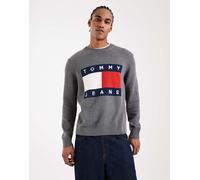 Tommy Jeans - Maglione grigio mélange con bandiera 46