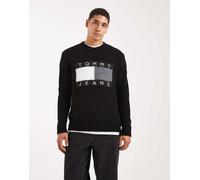 Tommy Jeans - Maglione nero con logo a bandiera grande al centro 44