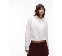 Tommy Jeans - Maglione squadrato écru con zip corta e logo bandiera-Multicolore L