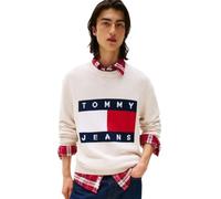 Tommy Jeans Melange Flag Regular Fit Sweater Beige M Uomo